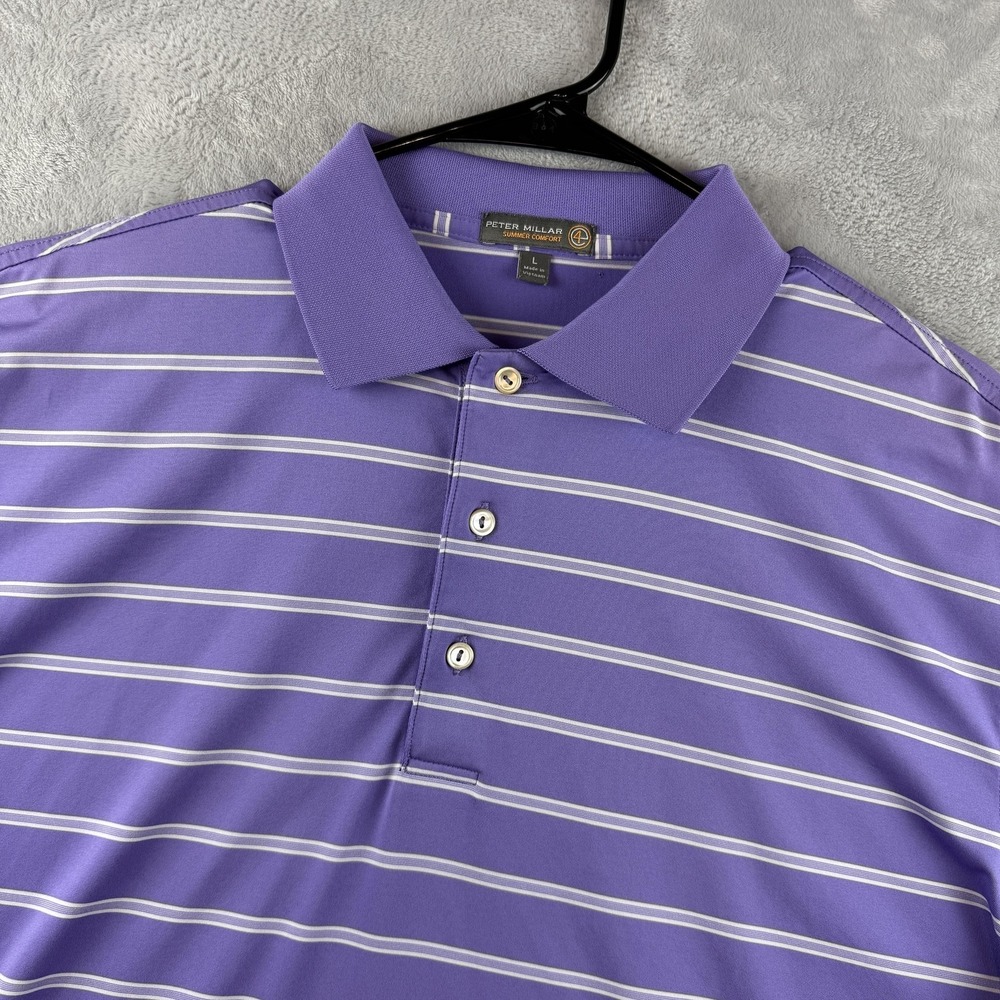 Peter Millar Polo Shirt Mens Large Purple Summer Comfort Golf Performance